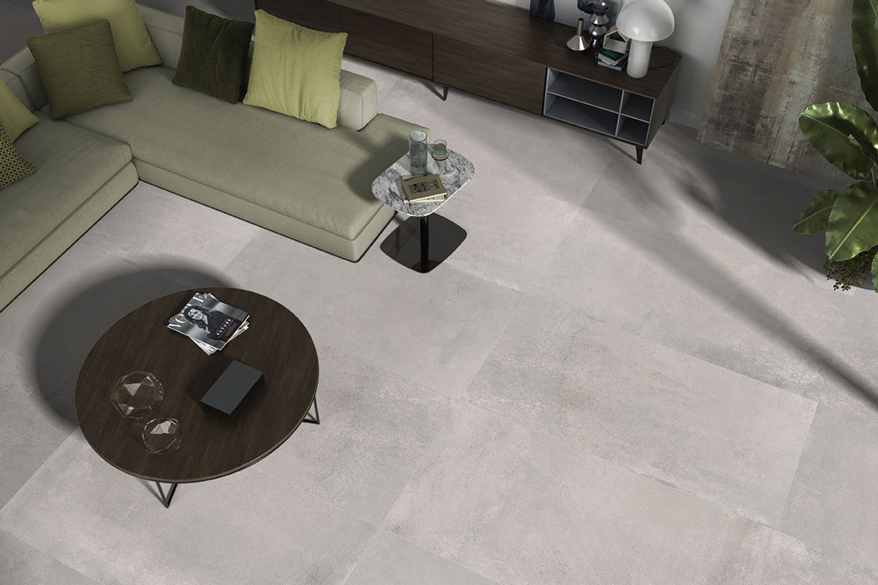 Large format grey floor tile