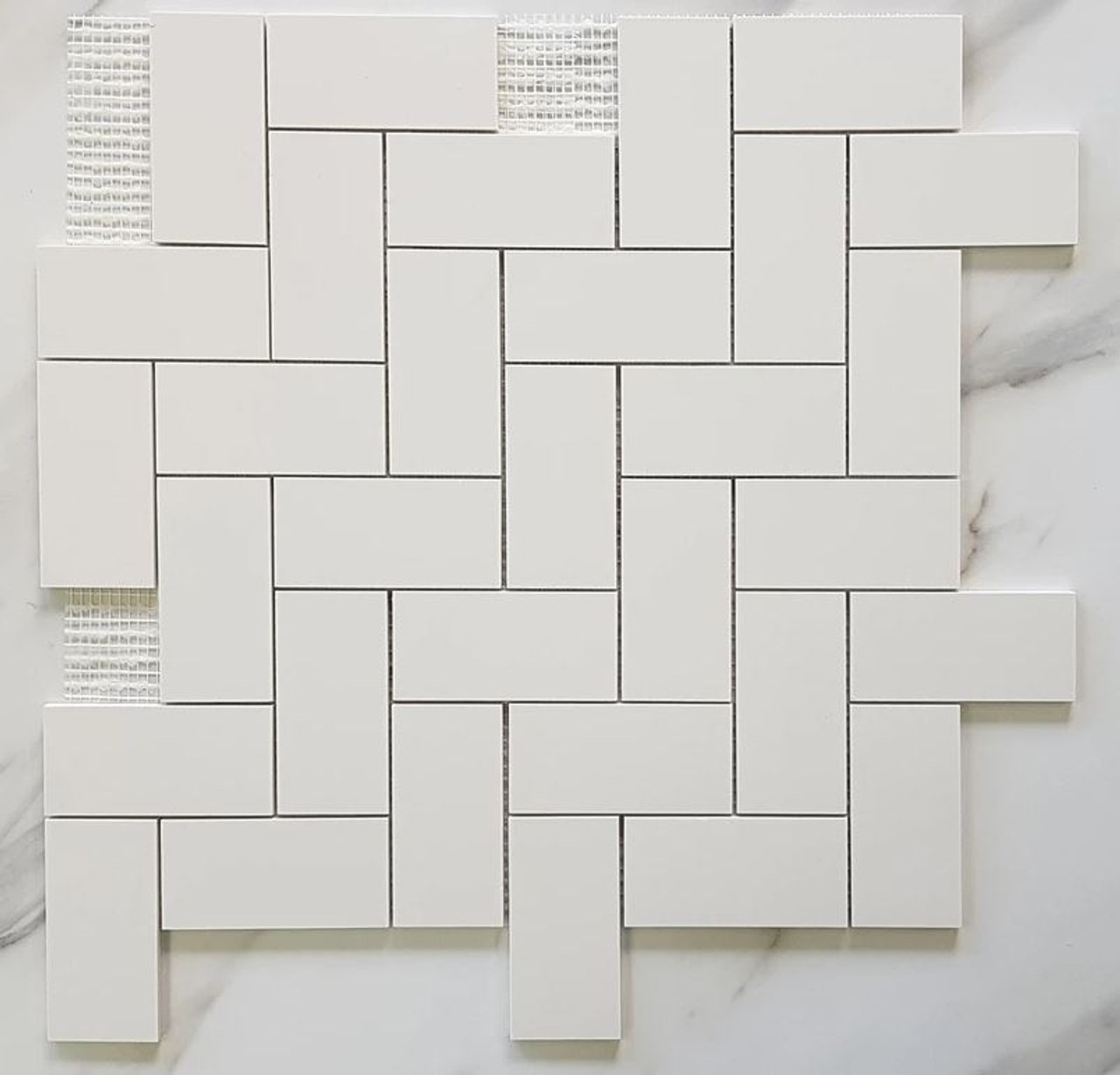Herringbone White Mosaic Tile